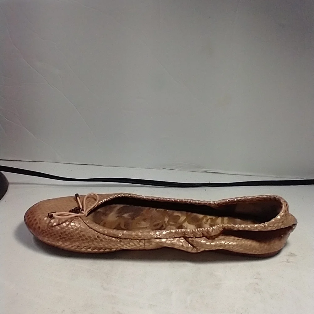 Sam Edelman Felicia Snake Print Rose Gold Ballet Flat Women's sz 6.5M.